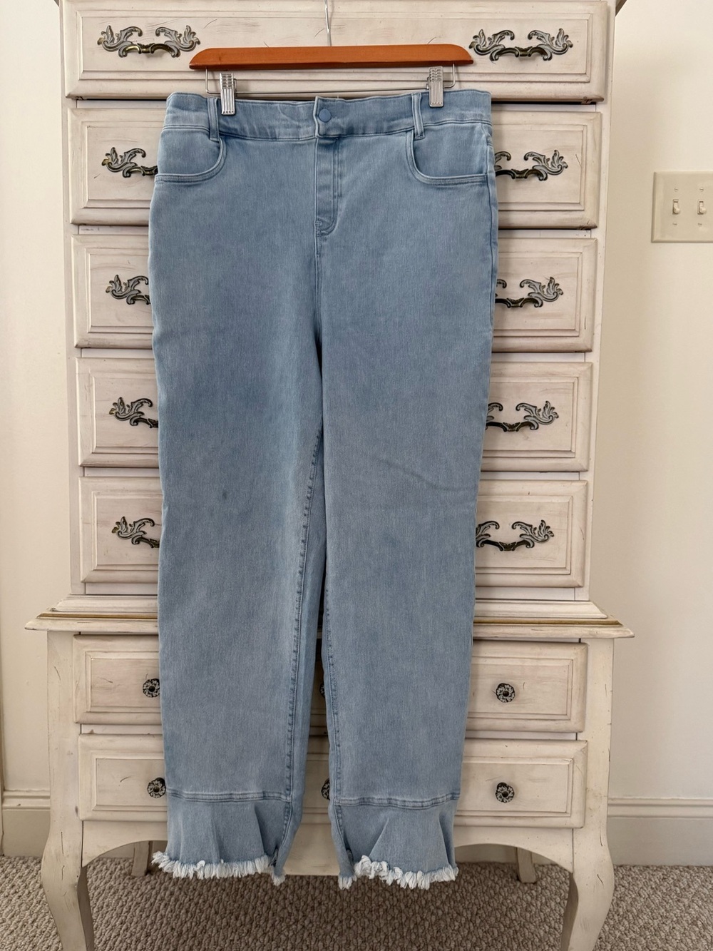 Light Wash Ruffle Hem Jeans